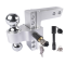 Aluminum Adjustable Trailer Hitch Fits 2-inch Receiver, 6-inch Drop, Solid Tube Hitch -12,500 LBS for Heavy Duty Truck with Double Stainless-Steel Locks, Silver