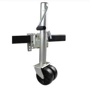 Trailer Jack with Dual Wheels - 26-1/2" to 38" Lift Swing Back - 1500 lbs. Capacity ,Zinc, Grey