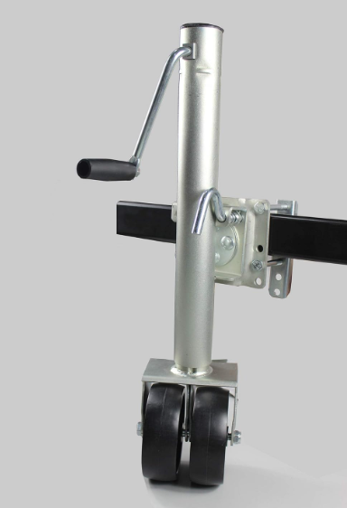 Trailer Jack with Dual Wheels - 26-1/2" to 38" Lift Swing Back - 1500 lbs. Capacity ,Zinc, Grey