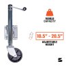 Bolt On Boat Trailer Jack with Wheel | Heavy-Duty | Side Mount Swivel Tongue | Side-Wind Crank | 10" Travel | 6-Inch Wheel | Stainless Steel | 1000lb Capacity