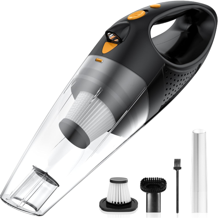 ATLI ATVC-1011 Cordless Hand Vacuum Cleaner Strong Suction - Rechargeable Portable Mini Vacuum for Car Home Pet Hair, Wet/Dry Cleaning with HEPA Filter, LED Light