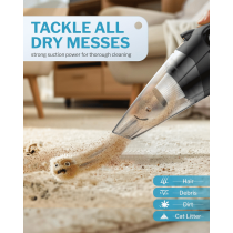 ATLI ATVC-1011 Cordless Hand Vacuum Cleaner Strong Suction - Rechargeable Portable Mini Vacuum for Car Home Pet Hair, Wet/Dry Cleaning with HEPA Filter, LED Light