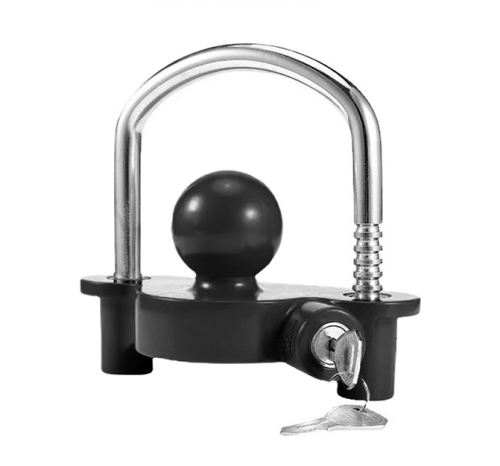 Anti-Theft Lock Aluminum Alloy U Shape Tow Hook Cover - Car Yacht RV Trailer Ball Protector Lock with Key