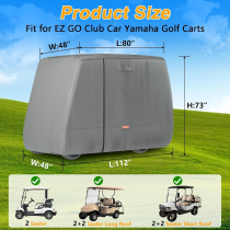 ATGC-5020 Universal 2-4 Passenger Golf Cart Cover Waterproof Sunproof and Durable for Most Golf Car