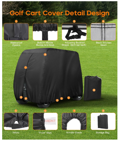 ATGC-5021 Universal 4/6 Passenger Golf Cart Cover Waterproof Sunproof and Durable for Most Golf Car