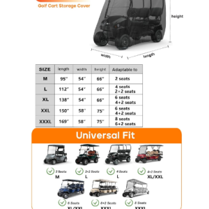 ATGC-5021 Universal 4/6 Passenger Golf Cart Cover Waterproof Sunproof and Durable for Most Golf Car
