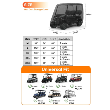 ATGC-5021 Universal 4/6 Passenger Golf Cart Cover Waterproof Sunproof and Durable for Most Golf Car