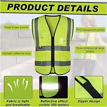 ATAR1240 High Visibility Reflective Safety Vest Knitted Fabric with Front & Back Reflective Strips for Construction Road Work