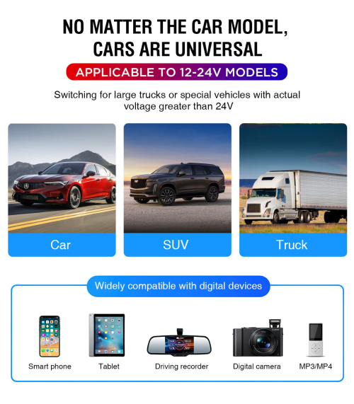 ATLI ATCBS1014 Bluetooth Car MP3 Player with Hands-Free Calling - FM Transmitter & 3A Fast USB Charger for Cars, Trucks, SUVs