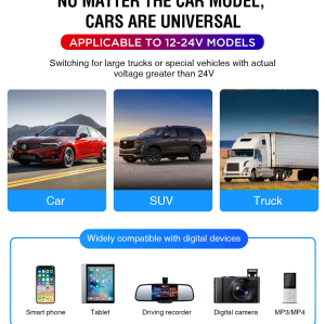 ATLI ATCBS1014 Bluetooth Car MP3 Player with Hands-Free Calling - FM Transmitter & 3A Fast USB Charger for Cars, Trucks, SUVs