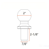 RR8017 2"(50mm) Hitch Ball with 7/8" Shank diameter 2-1/8" Length 3500 lbs Capacity