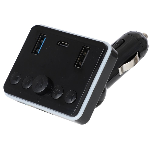 ATCBS1015 Car MP3 Player with FM Radio USB TF Card Remote Control Type-C 7-Color Lights for 12-24V Cigarette Lighter Power