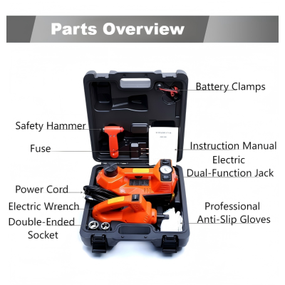 ATFX-1344 3 in 1 Electric Hydraulic Car Jack Set, 3Ton 12V Automotive Repair Kit with 340N.M Impact Wrench, Air Compressor for SUV 4x4 Light Truck