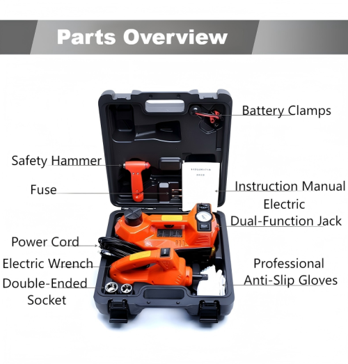 ATFX-1344 3 in 1 Electric Hydraulic Car Jack Set, 3Ton 12V Automotive Repair Kit with 340N.M Impact Wrench, Air Compressor for SUV 4x4 Light Truck
