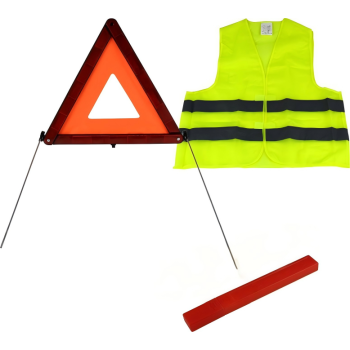 Portable Warning Triangle and Safety Vest Kit for Emergency Roadside Safety