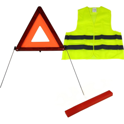 Portable Warning Triangle and Safety Vest Kit for Emergency Roadside Safety