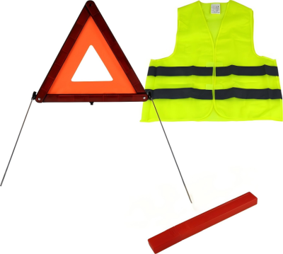 Portable Warning Triangle and Safety Vest Kit for Emergency Roadside Safety