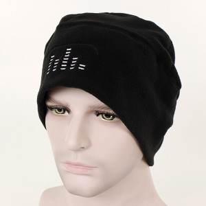 custom winter beanie hat leather patch,wholesale knitting beanie hat embroidery