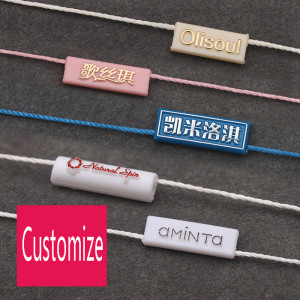 Clothing Plastic String Seal Tag/ Snap Lock White Hang Tag Nylon String