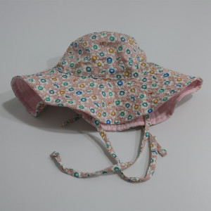 custom floral baby/kid/child floppy sun hat adjustable bucket hat with string