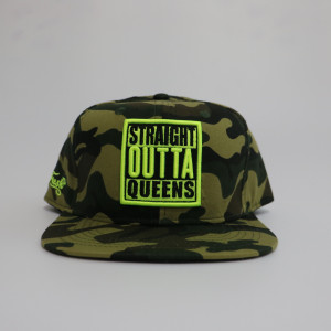 camo 6-panels suede flat peak hat with fluorescence embroidery