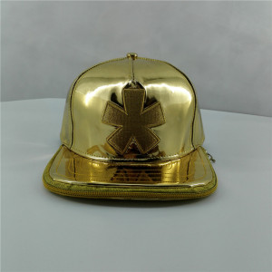 Custom Waterproof Ventilation golden TPU Snapback Cap with metallic thread embroidery double brim zipper