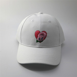 custom white cotton baseball cap and hat with embroidered rabbit