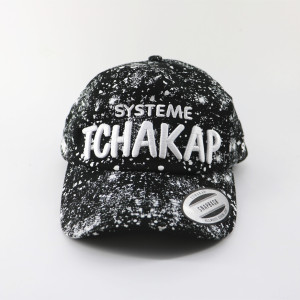 splash-ink snapback cap with 3D embroidery