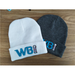 custom embroidered logo knitted beanie hat for large head