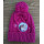 customized pink thick knit hat for kid with cartoon patches