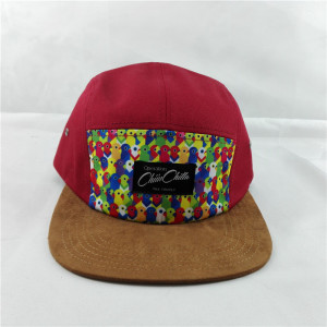new style fashion 5 panel hat with faux suede brim