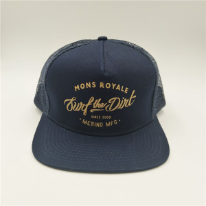 custom mesh flat visor cap with screen printing logo