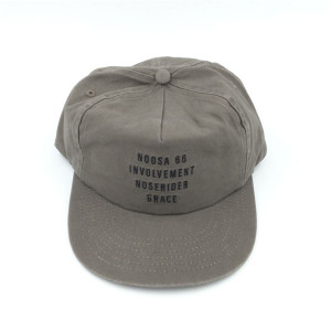 custom classical washed soft unstructured khaki 5 panels flat brim snapback cap with embroidery made in chinese hat factory