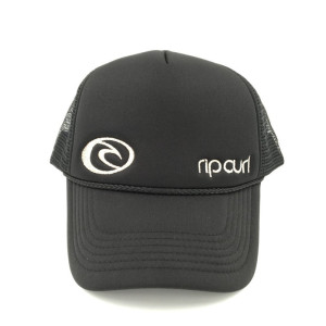 China hat factory foam polyester mesh trucker with custom silver embroidered logo