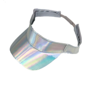wholesale custom blank plain Laser reflect PU leather sun visor hat