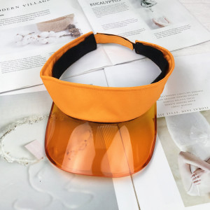 wholesale customized 100% cotton sun visor hat and cap with colorful transparent plastic peak/brim/visor