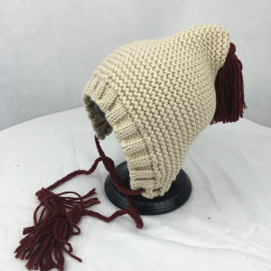 wholesale custom colorful girl cute lovely autumn and winter hat yarn knitted earflaps hat with braid
