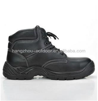 Mens cheap black Buffalo Leather safety shoes/boots