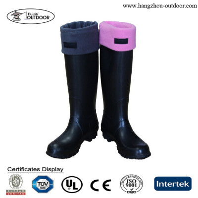 2017 New Desgin Of Fashion Rain Rubbe Boots with Fleece Socks For Ladies