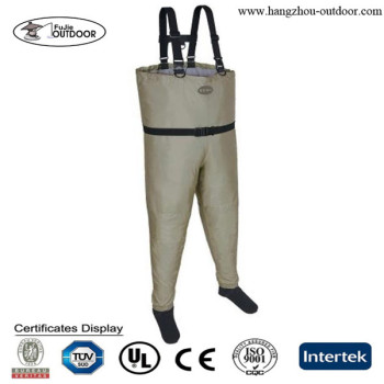 Breathable Fishing Chest Waders With Neoprene Socking Foot