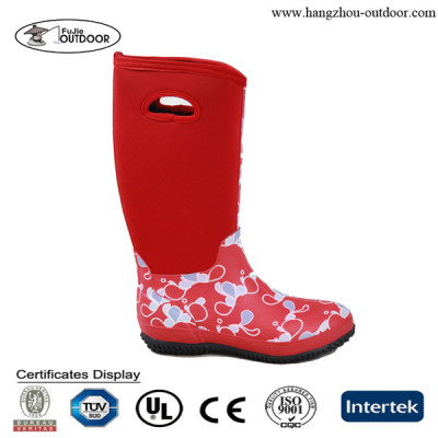 Sexy Ladies and Girl Red Waterproof Neoprene Rain Boots