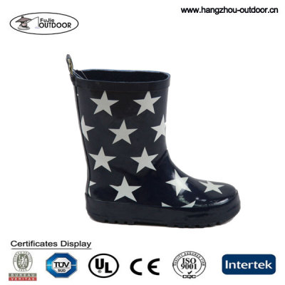 Kids Cheap Waterproof Rubber Rain Boots With Star Printing