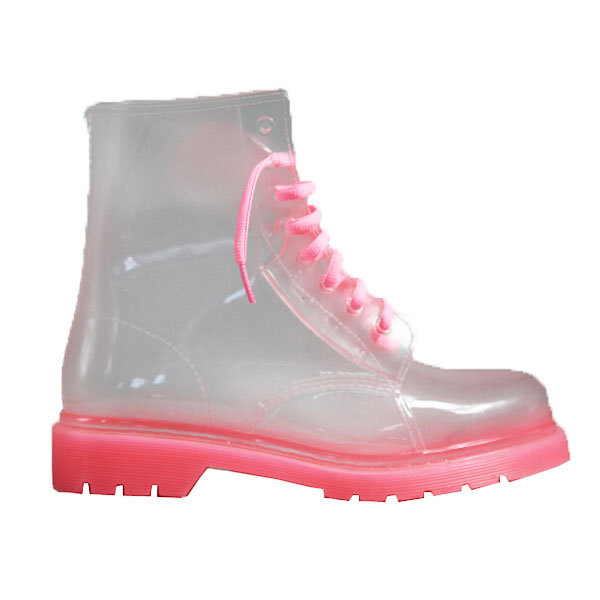 2017 Cheap  translucent Newest Half-length PVC Rain Martin Boots for women with  shoelace