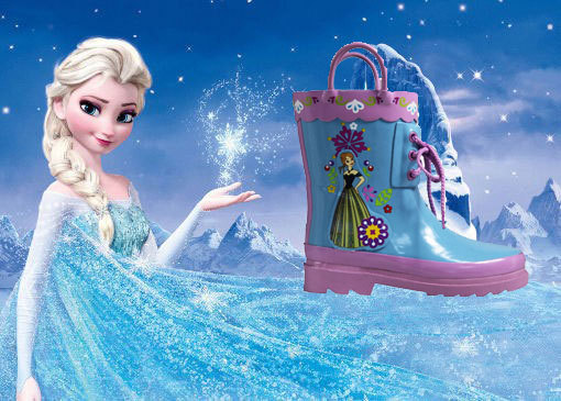 2017 Fashion Frozen Anna Waterproof Lightweight Rubber Rain Boots For Kids