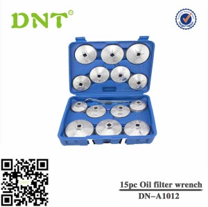 Juego 15 piezas de cazoletas para extraer filtros de aceite, aluminio diecast