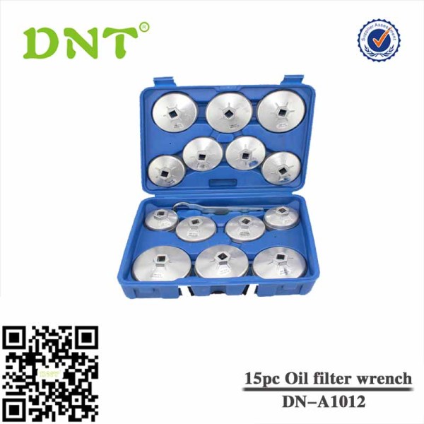Juego 15 piezas de cazoletas para extraer filtros de aceite, aluminio diecast