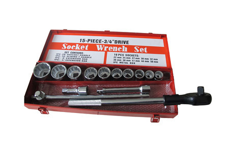 15 pcs 3/4" Dr Ratchet Socket Wrench Set Tool