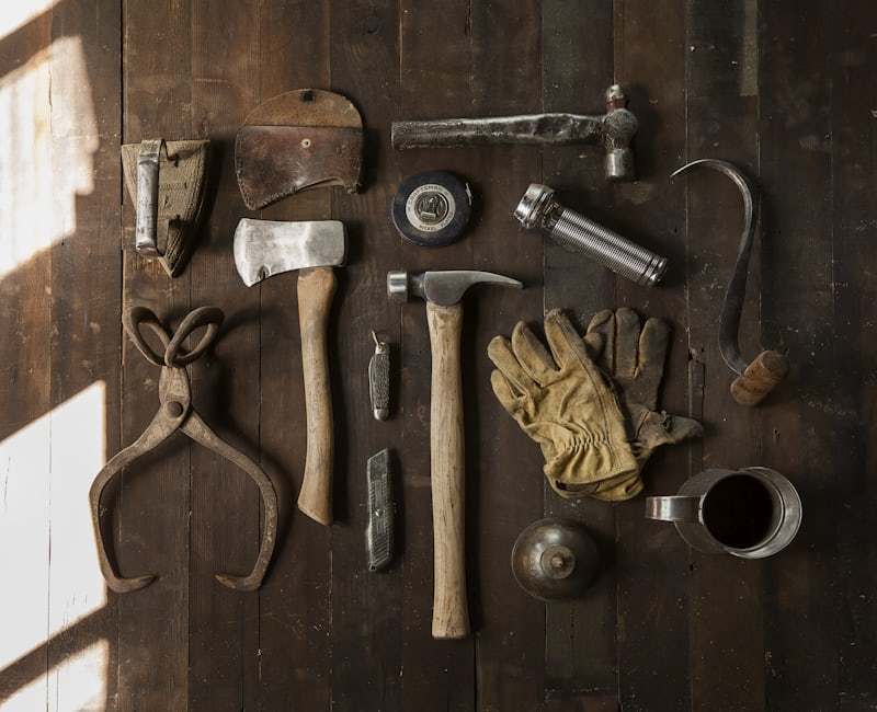 Workshop hand tools prepared for bearing service