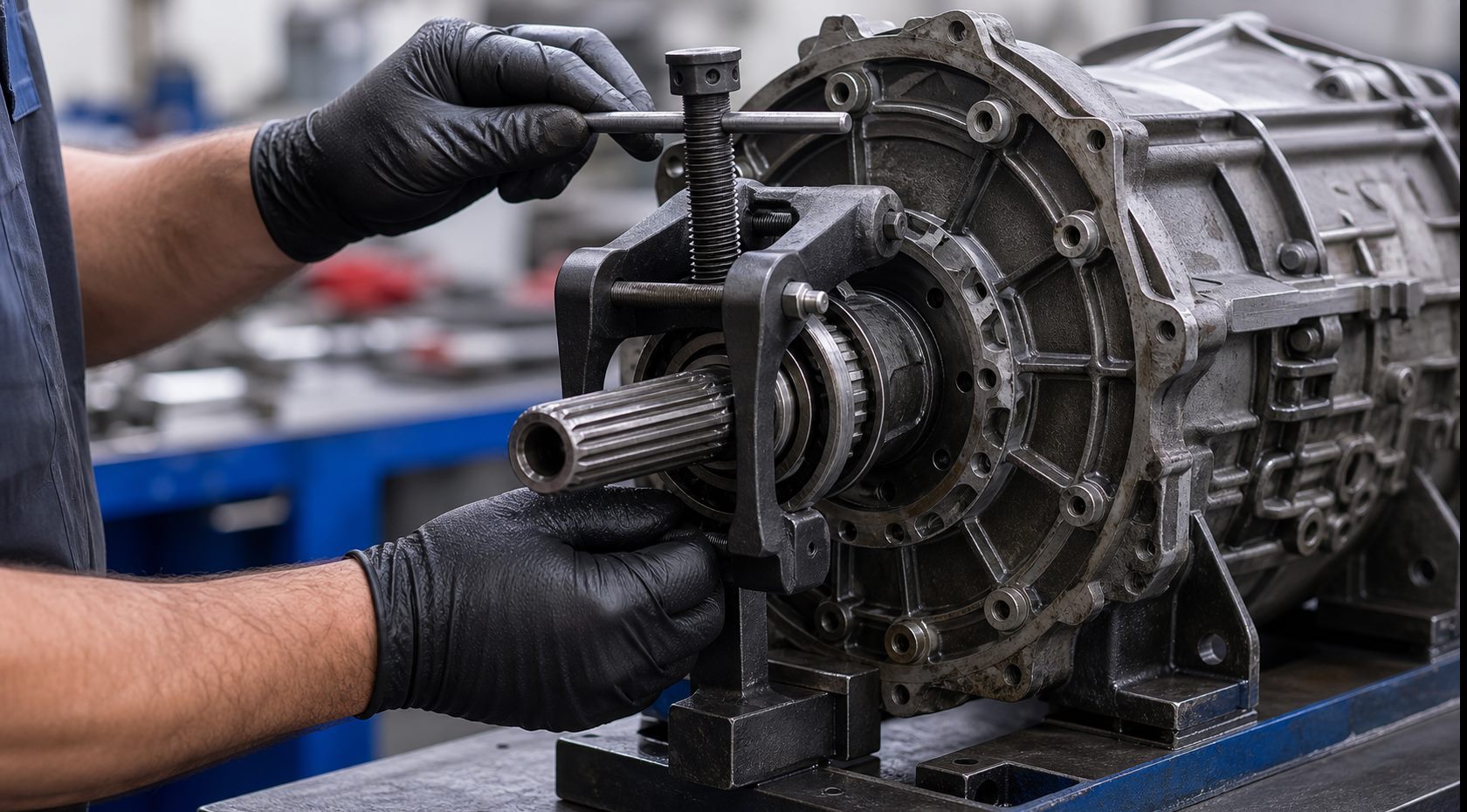 Workshop setting for transmission shaft service