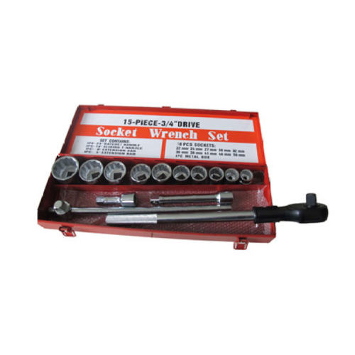 Juego de llaves de tubo de trinquete Dr de 3/4" de 15 piezas